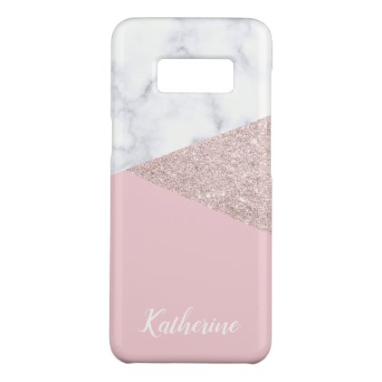 Elegant girly rose gold glitter white marble pink Case-Mate samsung galaxy s8 case