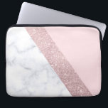 elegant girly rose gold glitter white marble pink laptop sleeve<br><div class="desc">Stylish and elegant geometric faux rose gold glitter,  white marble and pink color block.</div>