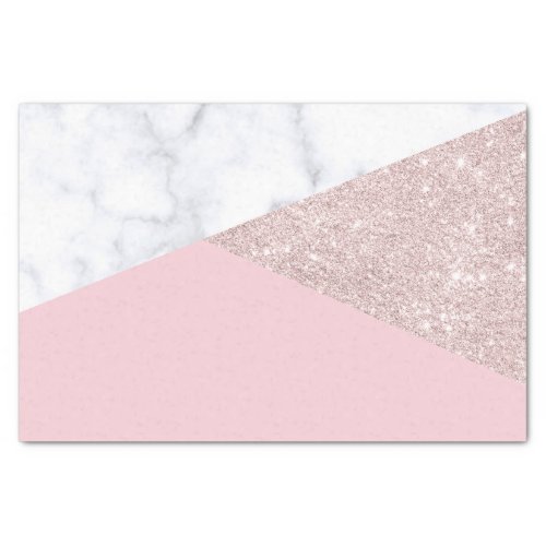 Elegant girly rose gold glitter white marble pink tissue paper