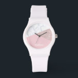 Elegant girly rose gold glitter white marble pink watch<br><div class="desc">Stylish and elegant geometric faux rose gold glitter,  white marble and pink color block.</div>