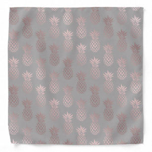 Elegant girly rose gold & grey pineapple pattern bandana