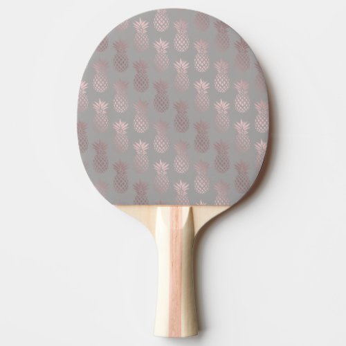 Elegant girly rose gold  grey pineapple pattern ping pong paddle