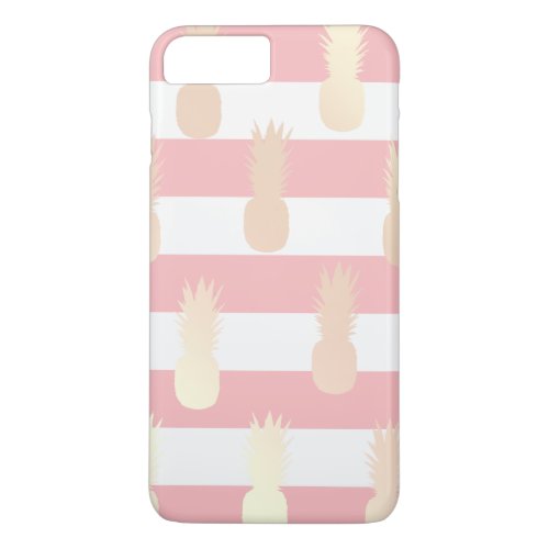 Elegant girly rose gold pineapple pattern striped iPhone 8 plus7 plus case