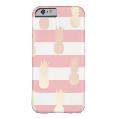 Elegant girly rose gold pineapple pattern striped barely there iPhone 6 case