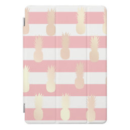 Elegant girly rose gold pineapple pattern striped iPad pro cover
