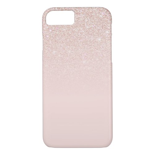 Elegant Girly Rose Gold Pink Glitter Ombre iPhone 87 Case