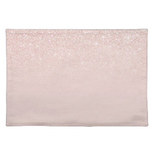Elegant Girly Rose Gold Pink Glitter Ombre Cloth Placemat
