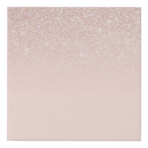 Elegant Girly Rose Gold Pink Glitter Ombre Faux Canvas Print