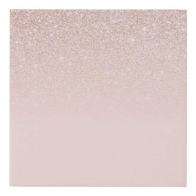 Elegant Girly Rose Gold Pink Glitter Ombre Faux Canvas Print (Front)