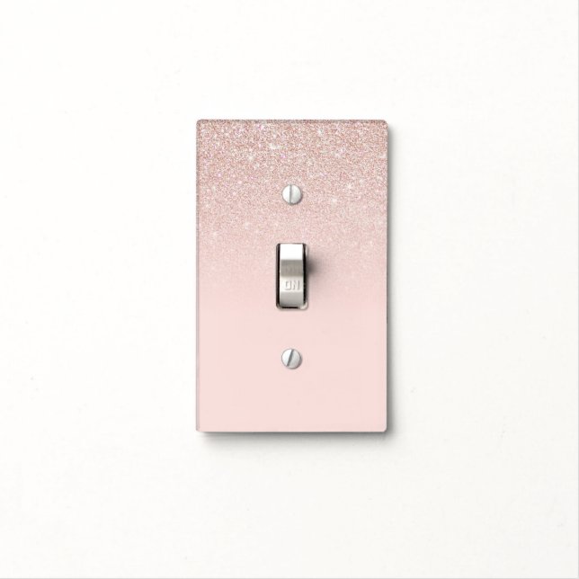Elegant Girly Rose Gold Pink Glitter Ombre Light Switch Cover (In Situ)