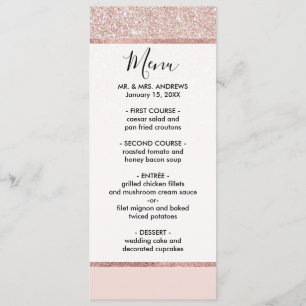 Elegant Girly Rose Gold Pink Glitter Ombre Menu