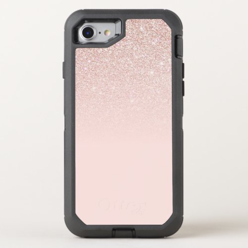Elegant Girly Rose Gold Pink Glitter Ombre OtterBox Defender iPhone SE87 Case