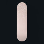 Elegant Girly Rose Gold Pink Glitter Ombre Skateboard<br><div class="desc">This elegant and chic design is perfect for the trendy and stylish woman. It features a faux printed rose pink and rose gold glitter and color ombre gradient. It's modern, pretty, simple, and cute! ***IMPORTANT DESIGN NOTE: For any custom design request such as matching product requests, color changes, placement changes,...</div>