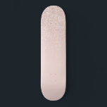 Elegant Girly Rose Gold Pink Glitter Ombre Skateboard<br><div class="desc">This elegant and chic design is perfect for the trendy and stylish woman. It features a faux printed rose pink and rose gold glitter and color ombre gradient. It's modern, pretty, simple, and cute! ***IMPORTANT DESIGN NOTE: For any custom design request such as matching product requests, color changes, placement changes,...</div>