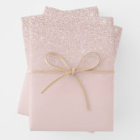 Rose Gold Blush Pink Black Girly Glitter Dust Wrapping Paper Sheets