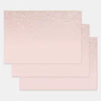 Rose Gold Blush Pink Black Girly Glitter Dust Wrapping Paper Sheets