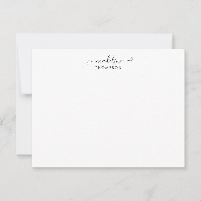Elegant Girly Script Black Typography Note Card (Front)