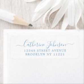Elegant Girly Script Calligraphy Dusty Blue Label