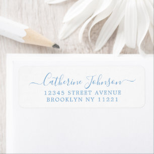 Elegant Girly Script Calligraphy Dusty Blue Label