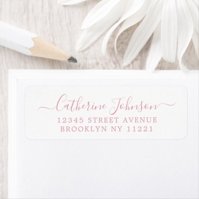 Elegant Girly Script Calligraphy Dusty Pink Label (Insitu)
