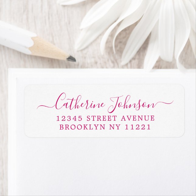 Elegant Girly Script Calligraphy Magenta Pink Label (Insitu)