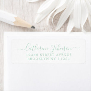 Elegant Girly Script Calligraphy Mint Green Label