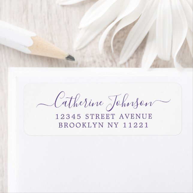 Elegant Girly Script Calligraphy Purple Violet Label (Insitu)