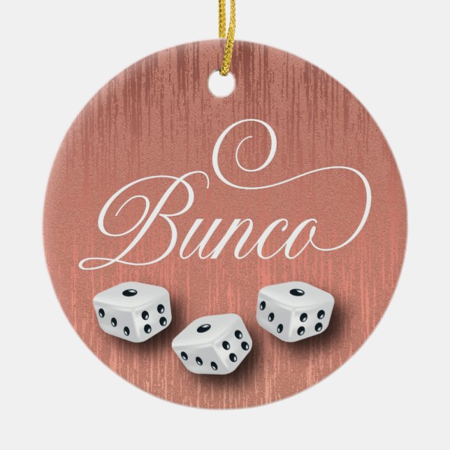 Elegant Girly Sparkle Dice Bunco Ceramic Ornament (Front)