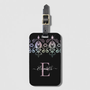 Elegant Girly Sparkle Monogram Name Luggage Ta Luggage Tag