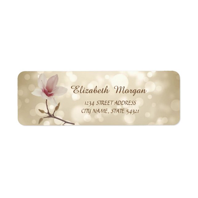 Elegant Girly  Stylish  Bokeh,Magnolia  Address Label (Front)