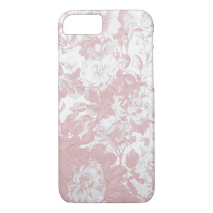 Elegant girly trendy pink coral white floral lace iPhone 8/7 case