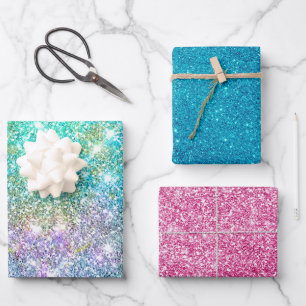 Elegant girly turquoise iridescent unicorn wrapping paper sheets