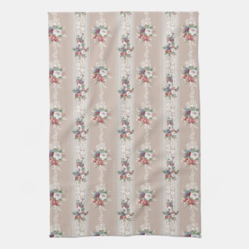 Elegant Girly Vintage Floral Kitchen Towel