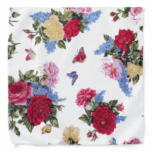 Elegant girly vintage roses floral butterflies bandana