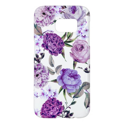 Elegant Girly Violet Lilac Purple Flowers Samsung Galaxy S7 Case