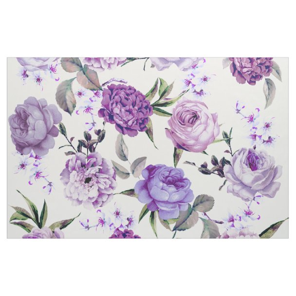 Big Summer Flowers Purple Mix Floral Print Fabric | Zazzle.com