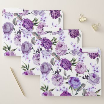 Elegant Girly Violet Lilac Purple Flowers File Folder by BlackStrawberry_Co at Zazzle