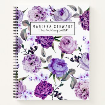 Elegant Girly Violet Lilac Purple Flowers Notebook by BlackStrawberry_Co at Zazzle
