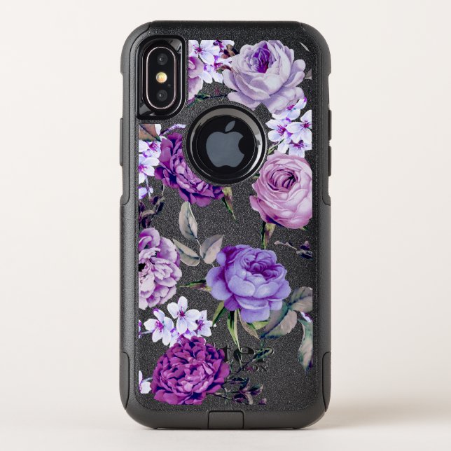 Elegant Girly Violet Lilac Purple Flowers Otterbox iPhone Case (Back)