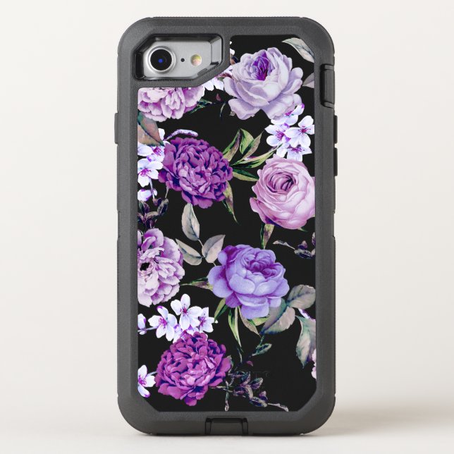 Elegant Girly Violet Lilac Purple Flowers Otterbox iPhone Case (Back)