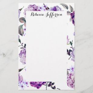 Elegant Girly Violet Lilac Purple Flowers Stationery
