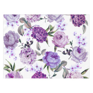 Elegant Girly Violet Lilac Purple Flowers Tablecloth