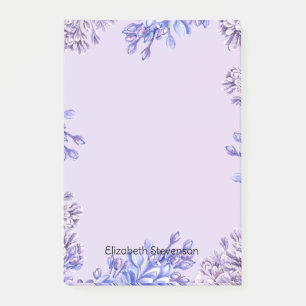 Elegant Girly Watercolor Purple Lilac Flowers Name Post-it Notes