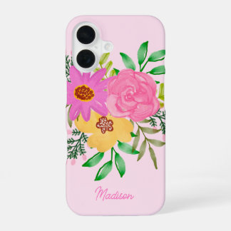 Elegant Girly Watercolour Flower Bouquet iPhone 16 Case