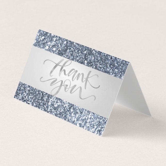 Elegant, Gitter  Stripe Thank You Card (Front)