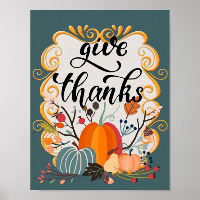 Elegant Give Thanks Poster (Front)
