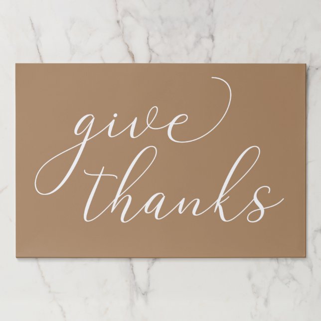 Elegant Give Thanks White Calligraphy Thanksgiving Paper Pad (Front)