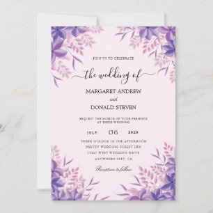 Elegant gladiolus purple wedding invitations