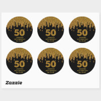 50 and Fabulous Rose Gold Glam 50th Birthday Party Classic Round Sticker, Zazzle