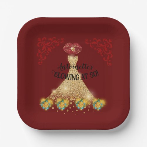 Elegant Glam 50th Birthday  Paper Plates